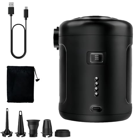 Pompa Elettrica 6000mAh, XiXiRan Mini Pompa Gonfia Materassino Ricaricabile con 5 Ugelli, Pompa Materasso Gonfiabile Portatile può Essere Rapida per Gonfiare e Sgonfiare per Materasso/Piscina