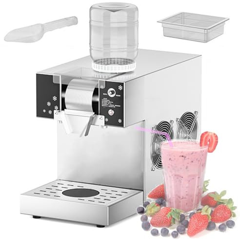 Automatic Rotating Snowflake Ice Machine - Electric Snowflake Flake Cream Crusher Maker Shaved Ice Shaver for Making Ice Cream, Slush,Iced Drinks, with Stainless Steel Turntable,130kg/h