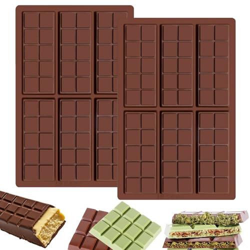 lomdung 2 Pezzi Stampo per Cioccolato in Silicone, Stampo Per Tavoletta di Cioccolato Profondo, con 6 Griglie Profonde, Stampos per Cioccolatini, per Cioccolatini, Gelatina, Torte