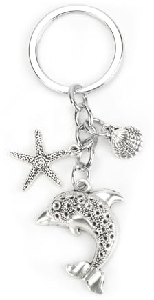 Gallkeat Delfin Schlüsselanhänger mit Muschel Seestern Anhänger Meerestier Deko Bagcharms Geschenk für Damen
