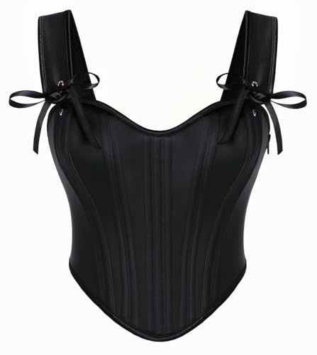SCARLET DARKNESS Damen Schwarzes Korsett Ärmelloses Schnürkorsett Renaissance Retro Corsagen Bustier für Festlich Karneval Party 44