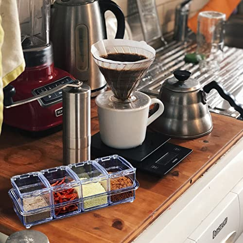 Hamwesh Kök Kryddkrukor, 4 Bitar Klara Kryddor Rack Kryddkrukor Akryl Kryddor med Täckning för Krydd Salt Socker Cruet (Krydda)