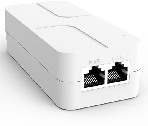 YuanLey 2.5G PoE Injector 30W, PoE+ Injektor für Nicht-PoE zu PoE+, 52V IEEE 802.3at/af, 10/100/1000/2500Mbps Ethernet Adapter, Plug & Play, Power Over Ethernet bis 100m