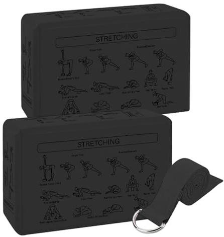 Blocco yoga - yoga in schiuma EVA ad alta densità | Blocco di allenamento elasticizzato per allenamento Stretching Equilibrio Flessibilità Principianti Adulti Palestra a casa Studio