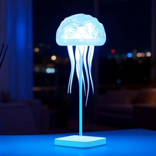 RNPKZ LED Quallen Lampe, Nachtlicht Jellyfish Lamp, Aufladbar Quallenlampe mit Sprachsteuerung Tanzenden Beinen, 7-Farbiger LED Stimmungslicht Galaxy Projector, Ocean Lamp für Partys, Raumdekoration
