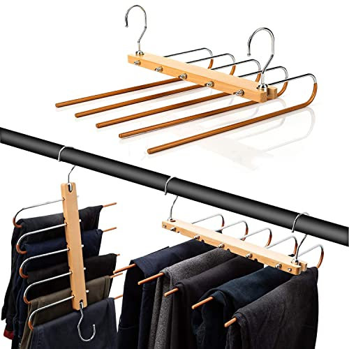 1PCS Grucce Pantaloni Salvaspazio, Appendini Pantaloni acciaio inossidabile, Porta Cinture, Multifunzione 5 in 1, Grucce Salvaspazio per Organizer Armadio