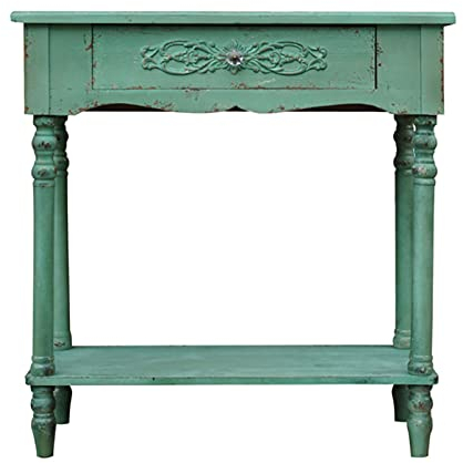 YYUN Table de Plantation en Bois pour Jardin Rétro, Poste de Travail Pratique Décoratif avec Tiroir et Étagères Ouvertes pour L'extérieur Ou L'intérieur, 80 × 38 × 83,5 CM, Vert