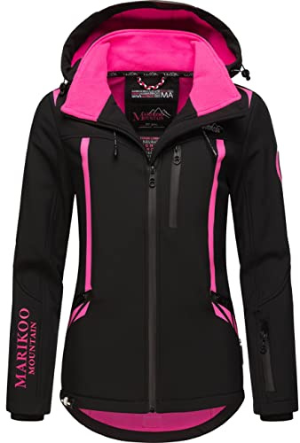 MARIKOO Damen Softshelljacke wasserdichte Funktionsjacke mit abnehmbarer Kapuze Mount-Cho-Oyu Black Gr. L