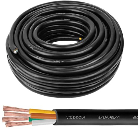 14/4 Mini Split Wire 50FT - YDDECW Weatherproof 14 AWG 4 Conductor Control Cable Pure Copper Heavy Duty for Mini Split Air Conditioner & Heat Pump, HVAC, Speaker Systems