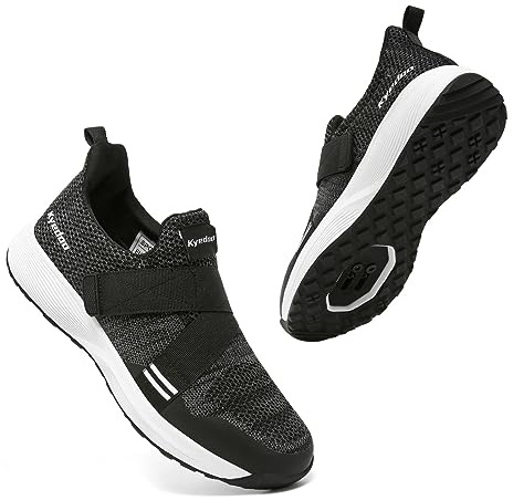 Kyedoo Men‘s Indoor Cycling Shoes Compatible with SPD Cleats, Comfortable Walkable Bike Shoes, Cleats Included M12 Black