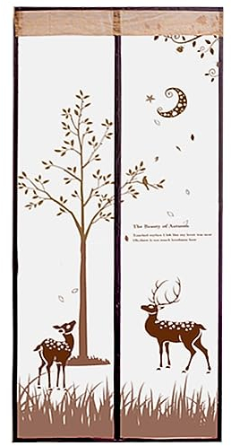 Fliegengitter Tür Superstarke Magnet Insektenschutz Fliegengitter Hirsch Magnetvorhang Automatisches Schließen Fliegenvorhang-ohne Bohren- Moskitonetz für Balkontür Schiebetür Terrassentür Wohnzimmer