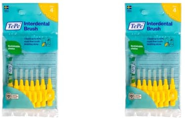 TePe Interdentalbürste, Original, Gelb, 0,7 mm/ISO 4, 8 Stück, Plaque-Entfernung, effiziente Reinigung der Zahnzwischenräume, für mittelgroße Lücken (Packung mit 2)