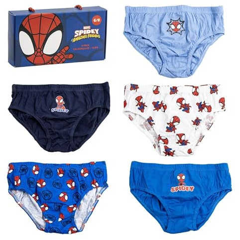 CERDÁ Life'S Little Moments - Pack Calzoncillos Single Jersey - 5 Piezas - Spidey - 100% Algodón - Calzoncillos Cómodos - Estampado de Sus Personajes Favoritos - Producto Original