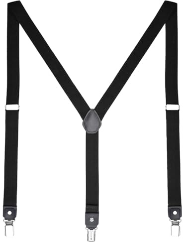 DonDon Hosenträger Herren extra stark - Hosenträger schwarz für Arbeitshosen und Anzug mit starken Clips lang schmal oder Riemen für Herren breit in Y-Form oder X-Form