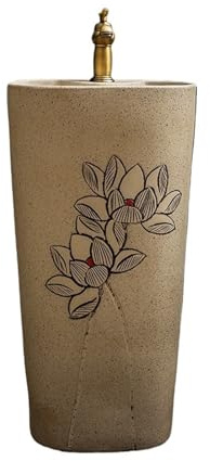 Lavabo Lavabo sur pied monobloc en céramique avec robinet et kit de vidange for lavabo de salle de bain à domicile Facile à installer