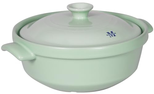Magnifique 3 Quart Flami Pot with Lid, Natural Clay Pot for Cooking, Non-Toxic PFAS-Free Casserole Dish for Oven & Stovetop, Dutch Oven for Slow Cooking, Baking & Serving, Mint