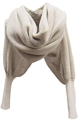 Asudaro Elegante Winter Warm Gestrickt Schals Umhang Einfarbig Wrap Schal Shawl Cape Strickschals Cape Schal Stola mit Ärmel für Frauen und Männer