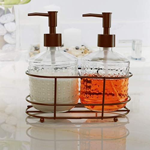 Circleware Set di 3 accessori da bagno per la casa, decorazione per oli essenziali, 500 ml, hobby in bronzo, lozioni e liquidi