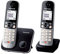 Panasonic KX-TG6852JTB Telefono Cordless Digitale, Unità Base e 2 Ricevitori, ID Chiamante, Blocco Chiamate Indesiderate, Suoneria Categoria, Display LCD, Tastiera Illuminata, Nero