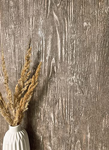 NEWROOM Papier peint Marron Bois Intissé - Moderne Beige Bronze Planche Poutre Rustique