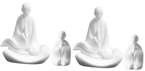 SOLUSTRE 4stücke Porzellan Figuren Chinesische Zen Deko Skulpturen Für Teetisch Und Garten Kreative Niedliche Statues Als Dekorative Für Zuhause