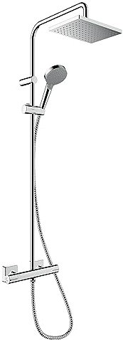 Colonne de douche thermostatique HANSGROHE Vernis Shape 230 Green chromé + tablette AddStoris