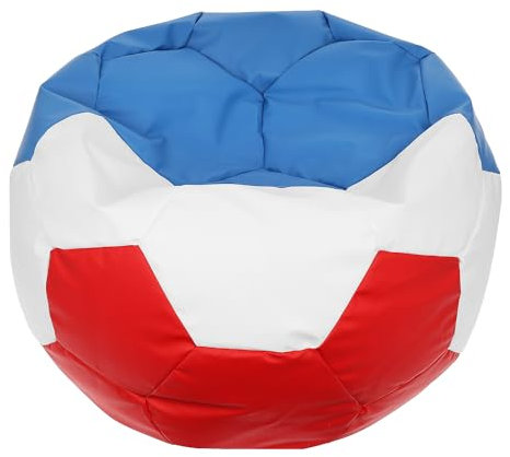 Ecopuf Sitzsack Fußball aus Kunstleder - im französischen Flaggen-Design - für Kinder & Erwachsene - Bean Bag für Fußballfans mit EPS-Perlen und mit reißfesten Nähten - Größe 90 x 55 cm