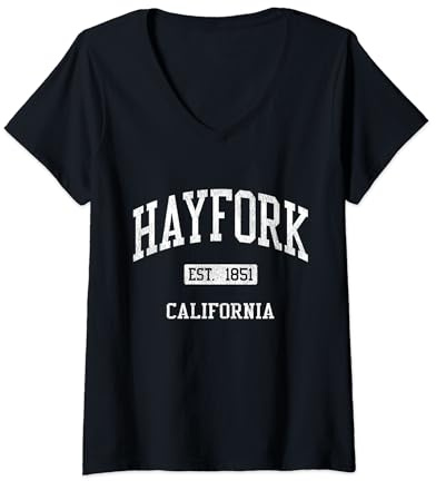 Hayfork California CA JS04 Vintage Athletic Sports V-Neck T-Shirt