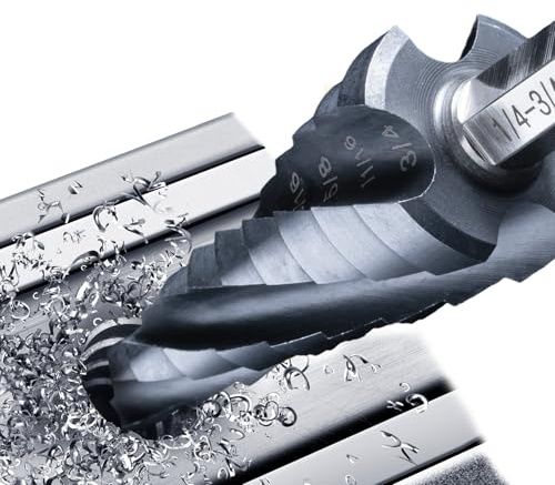 GRENPRO Cobalt Step Drill Bit, 1/4-3/4 Large Step Bit, M35 HSS Impact Tough Step Bits for Metal, 1/2 Shank Unibit Step Drill Bits, Stainless Steel, Aluminum, Wood