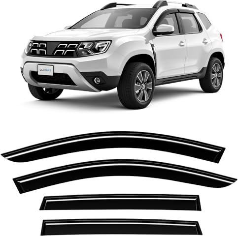 CLIM ART Windabweiser für/kompatible mit Dacia Duster 17-24 - Klebe 4 St. | Regenabweiser Autofenster Regenschutz Dacia Duster II – bruchsicher Polycarbonat, kratzt nicht, wetterfest, frischluft
