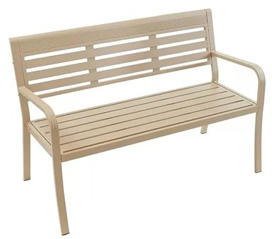 SORVA Gartenbank aus Metall, Parkbank für den Außenbereich, wetterfeste Terrassenbank, Verandabank, Rahmen aus Aluminiumlegierung, für Veranda, Rasen, Balkon und Hinterhof (Farbe: Khaki)