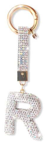 ZVRSUA Schlüsselanhänger Buchstabe mit Strass，Schlüsselanhänger Name，Schlüsselanhänger Mädchen Frauen,Bag Charms,Rucksack Anhänger，Schlüsselanhänger Gliter，Geschenke für Damen Mädchen，Keychain Silber