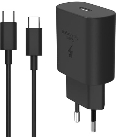 Port 25W USB C Chargeur Rapide avec Câble Type C Compatible avec Samsung S25 S24 S23 S22 S21 S21 Ultra 5g S20 Ultra S20 A16 A26 A36 A56 5G A71 A52 A51 A32 A31 Chargeur Secteur