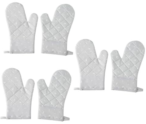 COLLBATH 3pcs Pair Insulated Cooking Gloves Heatproof Baking Mitts Non-slip Silicone Microwave Oven Mitts Set (grey)