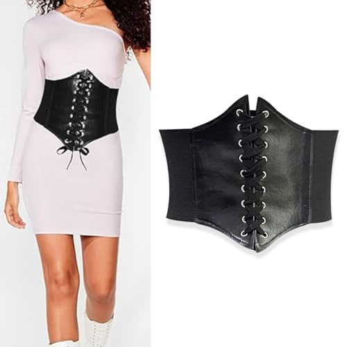 SULIUDAJI Korsett Damen, Unterbrust Korsett Damen, Damen Elastischen Korsett, Retro Gürtel, Tied Waspie Gürtel, Taille Hüftgurt, Kleid Taille Accessoires, Gothic Korsettgürtel Für Frauen