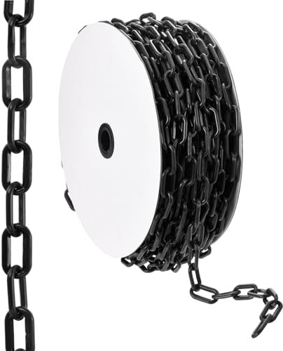 PATIKIL 100ft Plastic Barrier Chain, Safety Barrier Chain Plastic Chain Links Crowd Control Barrier for Fence Gate Garden Construction Driveway Elevator Parking Lot, Black