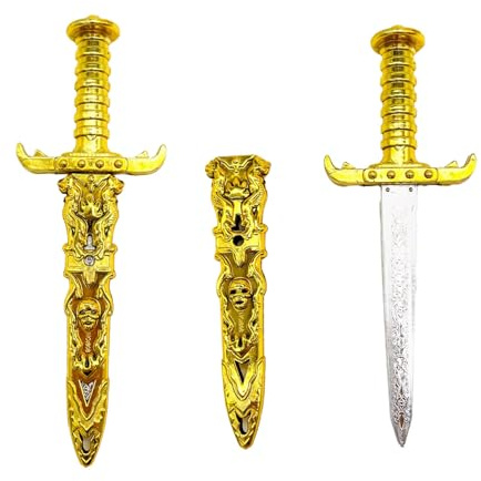 Ceeyoll 2 Pièces, Épée en Plastique, Jouet D'épée Pirate en Plastique, Dague Épée De Pirate, Épée De Pirate, pour Accessoires De Costume De Pirate Accessoires De Fête De Pirate (Doré)