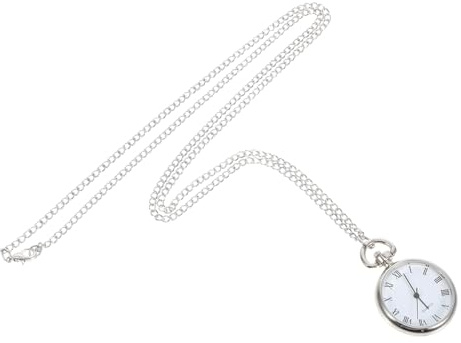 Veemoon Orologio da Tasca Uomo in Lega Argento Vetro, Orologio Analogico da Appendere Collana Design Semplice, Preciso e Decorativo per Uso Quotidiano