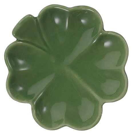 NOLITOY Coupelle à Bijoux En Céramique Vert 3.6 Pouces De Trèfle Organisateur Pour Bagues Colliers Et Vide-poches Accessoires Maison