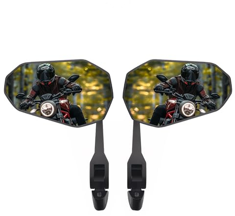1 Paar Lenkerendenspiegel E Geprüft Motorrad Spiegel E-Geprüft 360° Verstellbarer Spiegelwinkel Geeignet für Alle Wetterbedingungen Hochauflösender Spiegel Sorgt für Klare Sicht
