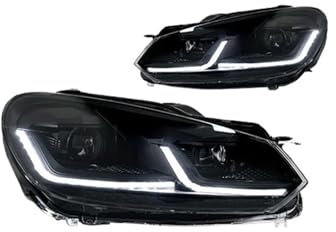 CBXPXVXP Automodell-Scheinwerfer, kompatibel mit VW Golf 6, Scheinwerfer 2009–2012, DRL-Signallampe, Hid-Bi-Xenon-Upgrade, 7,5-Design, Autozubehör(BLACK light,LHD)