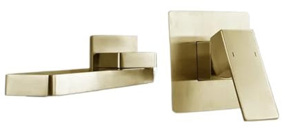 Wandarmatur Waschbeckenarmatur aus gebürstetem Gold, Badezimmerarmatur, Unterputzarmatur, schwarzer Wasserhahn, heißes und kaltes Badezimmer, Waschbeckenarmatur, Waschtischarmatur-Set(Color3)