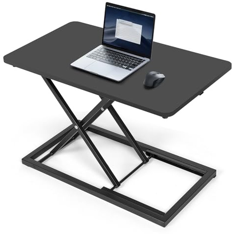 Gugxiom Stehpult-Konverter Höhenverstellbar, 60CM Einzel-Stehpult-Aufsatz für Ergonomische Sitz-Steh-Computerarbeitsplätze, Tastatur- und Mausaufsatz für Laptop, Büro, Zuhause (Naturholzfarbe)