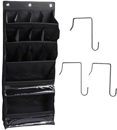 Denash Over the Door Shoe Organizer, Oxford Fabric Space Saving Hanging Förvaringshållare med 3 Krokar, Dörrskoställsorganisatör för Sovsal (Svart)