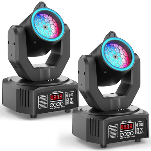 Lyre LED 30W Mini luz Disco Dot Beam con cabeza móvil, juegos de luz LED RGB con mando a distancia luz de efecto Gobo con apertura DMX512 para escena fiesta club DJ 2PCS