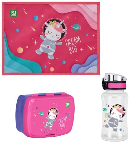 Kit Portamerenda con Tovaglietta e Borraccia, scuola, bambini