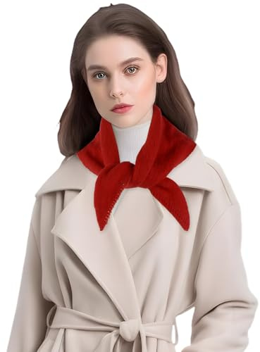 Apradas Red Knitted Women Scarf - 90x26cm Lightweight Polyester Bandana Neckerchief - Versatile Outfit Accessory for Birthdays Christmas Daily Wear (Red)