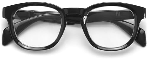 OPULIZE AWE Lunettes de lecture anti-lumière bleue pour homme et femme, lunettes rondes rétro antireflet avec protection UV - Noir +2.00