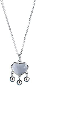 Colliers avec pendentif en forme d'opale pour femme, en argent sterling, pompon, cloche, chaîne de clavicule, décorative pour petite amie, femme (couleur : Roze)