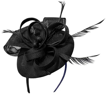 Caprilite pärla rund pillerlåda ögla Sinamay pannband fascinator för kvinnor bröllop Ascot raser, Svart, one size